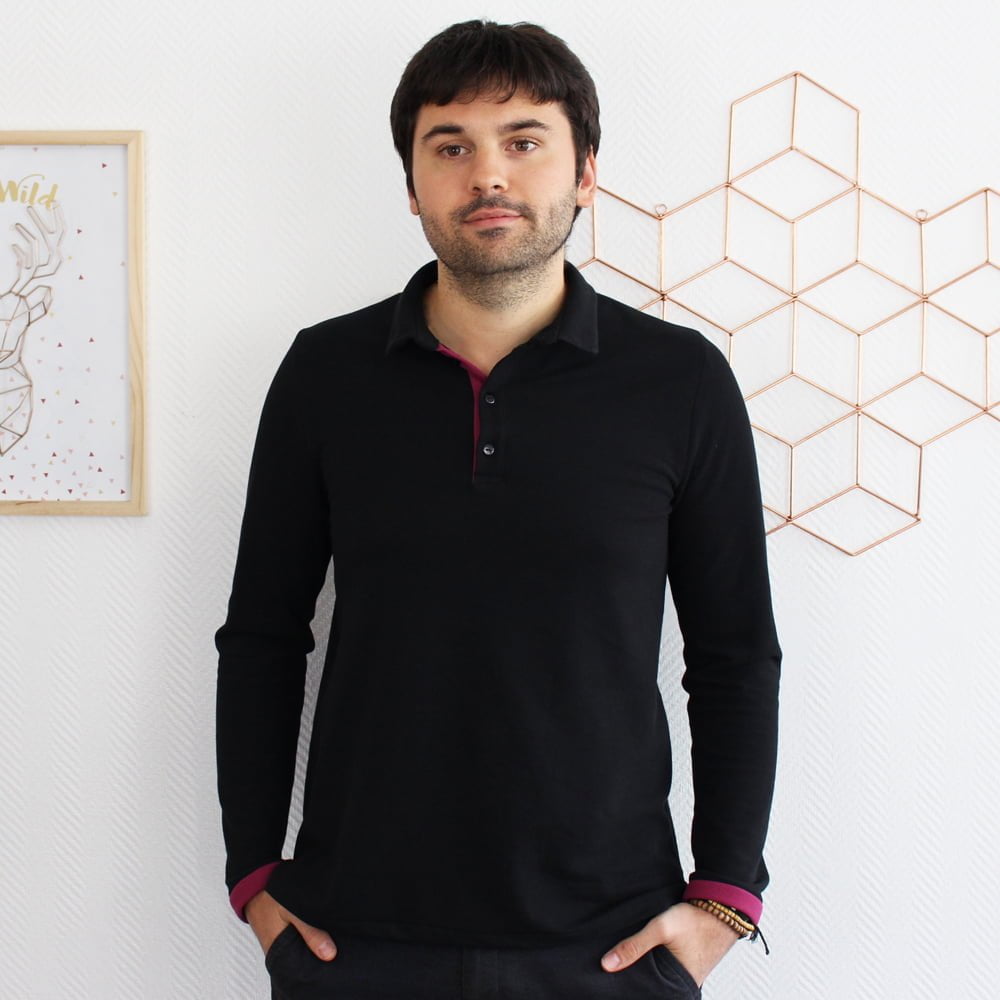patron-couture-polo-homme-manches-noir-William